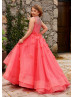 Beaded Tulle 3D Flowers Luxury Flower Girl Dress Beaded Tulle 3D Flowers Luxury Flower Girl Dress